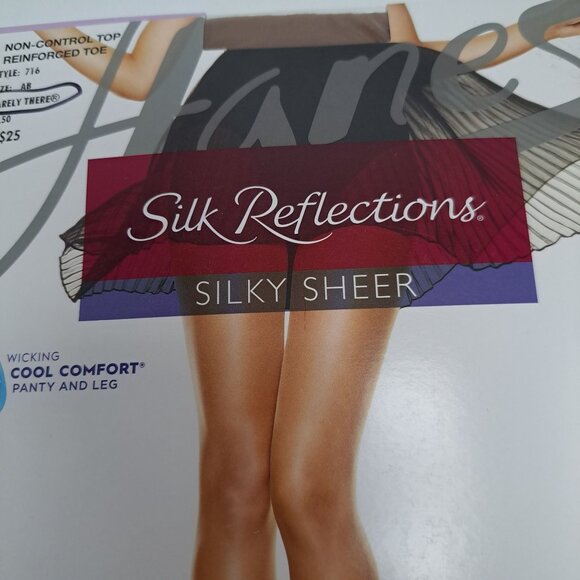 Hanes Silk Reflections Silky Sheer Pantyhose Non-Control Top AB Brown - Picture 4 of 14